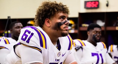 LSU starting center Braelin Moore was injured on the first play of the game (Photo: LSU Football)